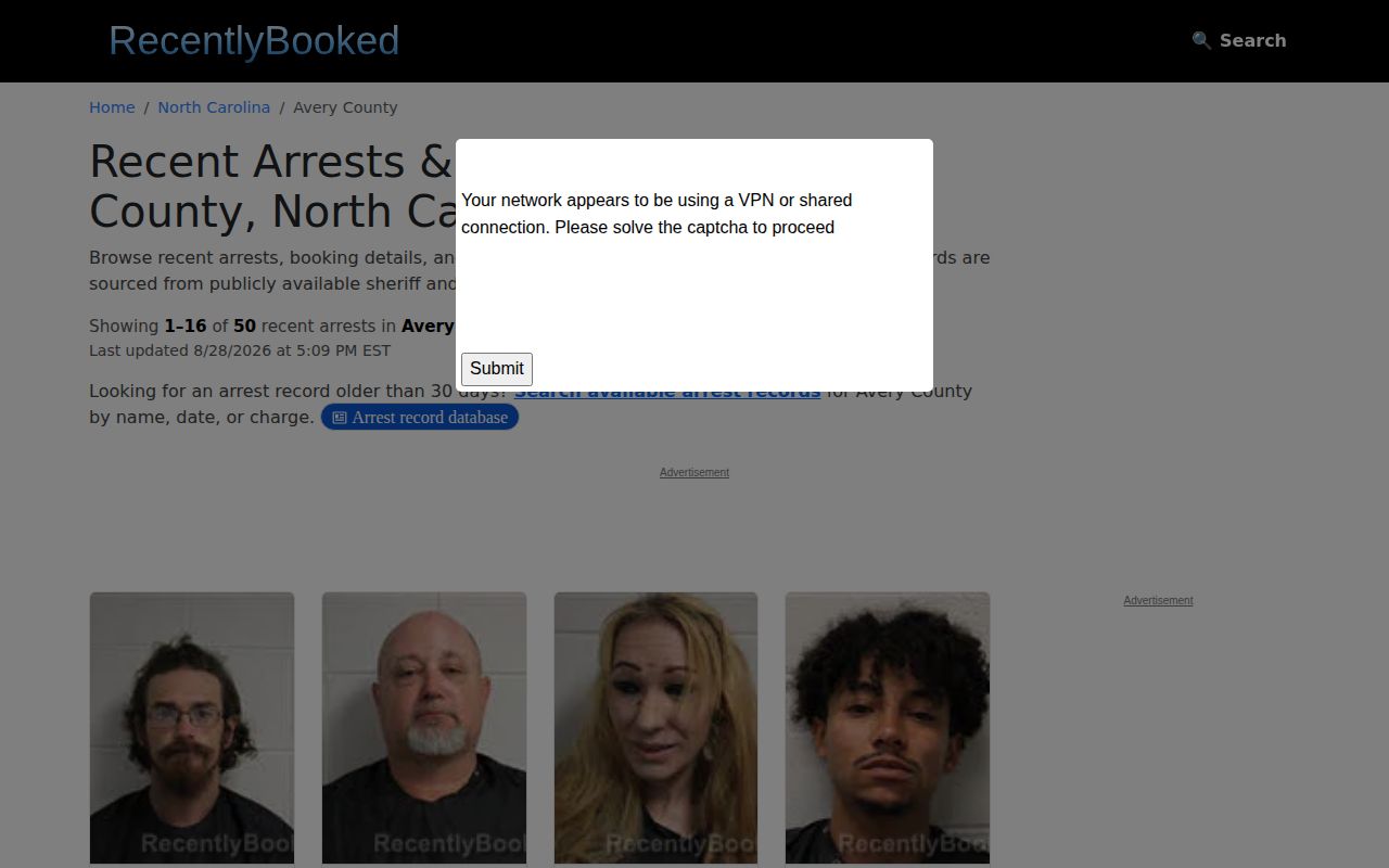 RecentlyBooked Avery county-local page reference