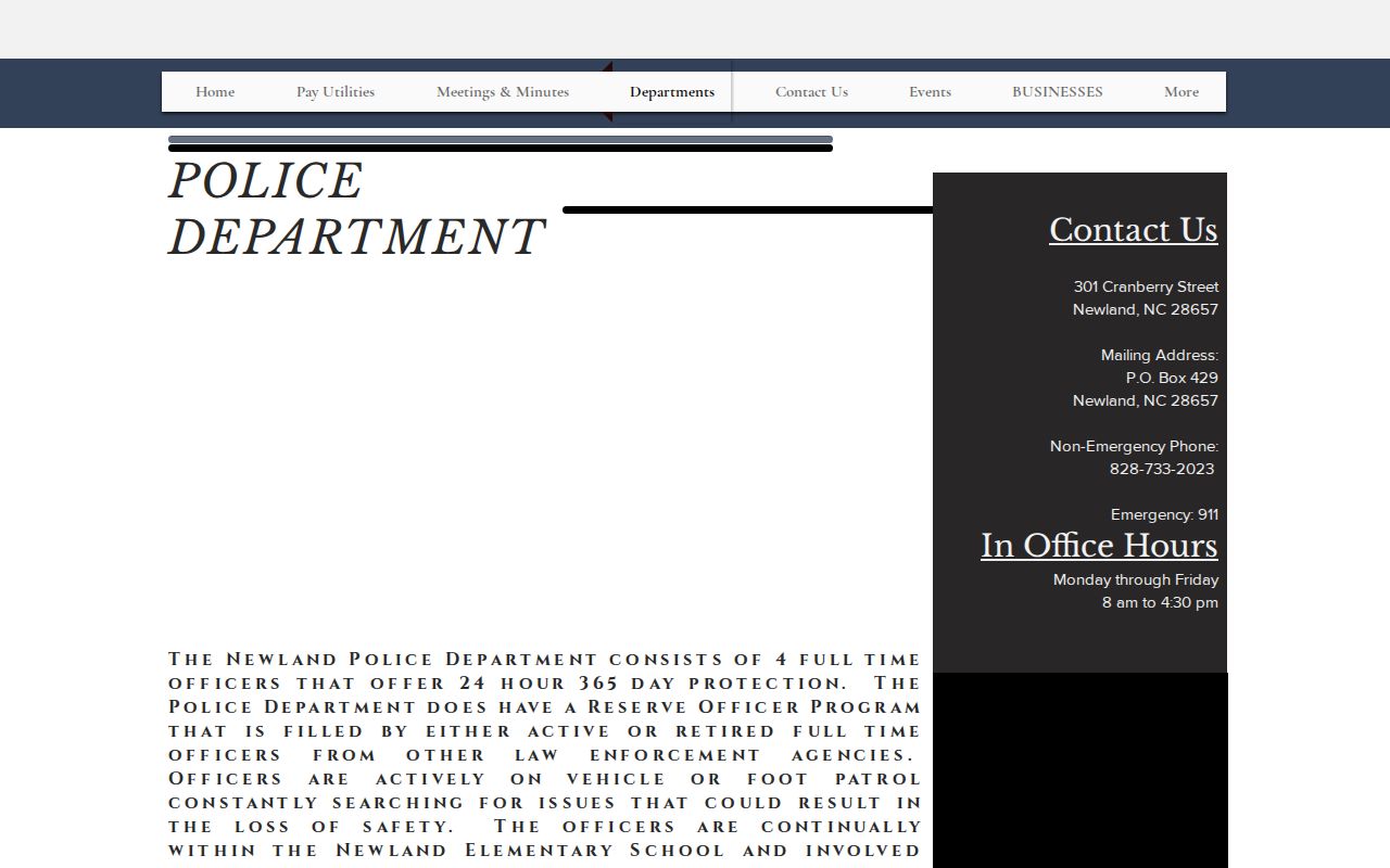 Newland Police official page reference